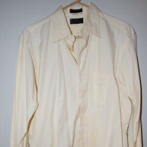 Abercrombie & Fitch Men Button Up Shirt Pale Yellow Cotton size 17/35 Y2K